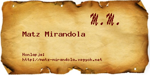 Matz Mirandola névjegykártya